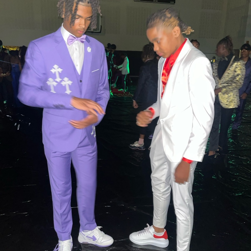 Men's Purple Suit with White Accents